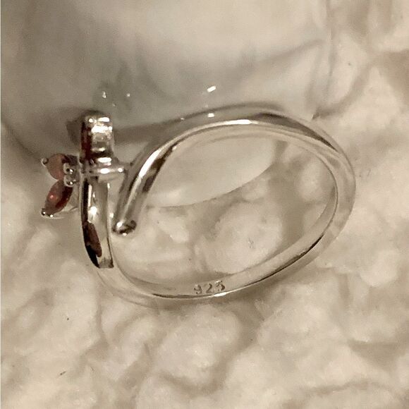 Sterling Silver Garnet CZ Dragonfly Ring - Picture 3 of 4
